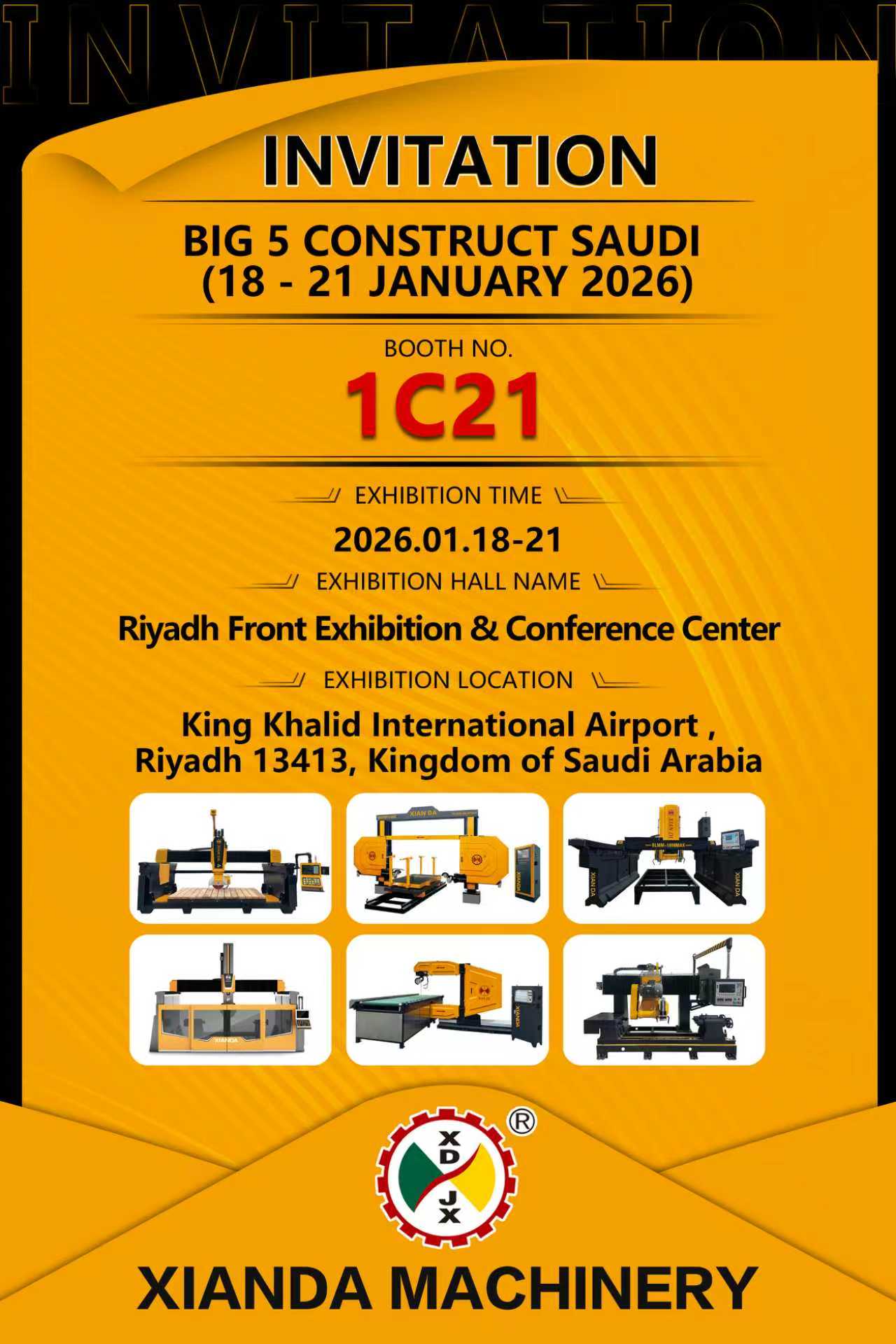 XIANDA MACHINERY vous invite à assister aux dernières innovations au BIG 5 CONSTRUCT SAUDI 2026